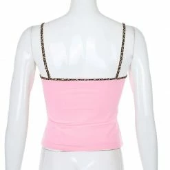 Kinky Cloth Top & Tees Leopard Patchwork V Neck Camisole