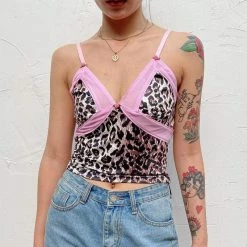 Kinky Cloth Top & Tees Leopard Print Camis Crop Top