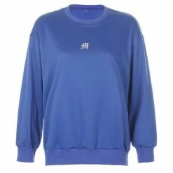 Kinky Cloth Letter M Embroidery Loose Sweatshirt Top & Tees