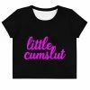 Kinky Cloth Little Cum Slut Cursive Pink Crop Top Tee
