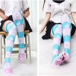 Kinky Cloth Lolita Anime Pattern Printed Stockings Cosplay