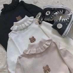 Kinky Cloth Lolita Bear Turtleneck Sweater Cosplay