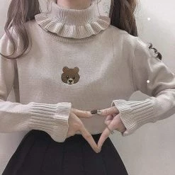 Kinky Cloth Lolita Bear Turtleneck Sweater Cosplay
