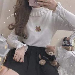 Kinky Cloth Lolita Bear Turtleneck Sweater Cosplay