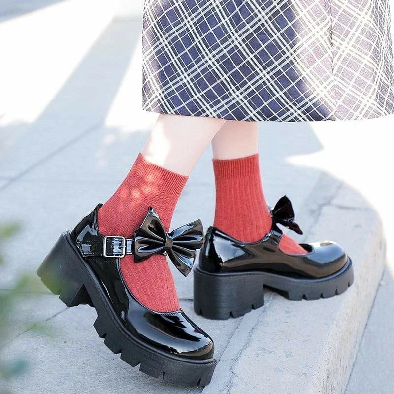 Kinky Cloth Lolita Bowknot Chunky Shoes Cosplay 1 Kinky Cloth Lolita Bowknot Chunky Shoes Cosplay
