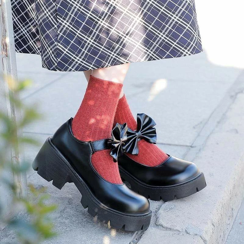 Kinky Cloth Lolita Bowknot Chunky Shoes Cosplay 3 Kinky Cloth Lolita Bowknot Chunky Shoes Cosplay
