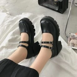 Kinky Cloth Lolita Double Strap Shoes