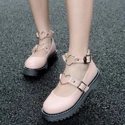Kinky Cloth Lolita Heart Shoes