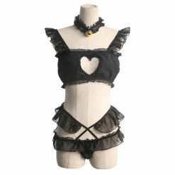 Kinky Cloth ABDL - Adult Baby Lolita Hollow Heart Lace Lingerie Set