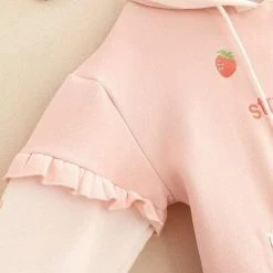 Kinky Cloth Cosplay Lolita Hooded Strawberry Pink Sweatshirt