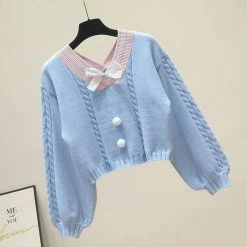 Kinky Cloth Lolita Knitted Sweater With Bow Top & Tees
