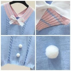Kinky Cloth Lolita Knitted Sweater With Bow Top & Tees