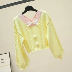 Kinky Cloth Lolita Knitted Sweater With Bow Top & Tees