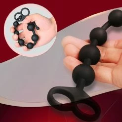 Kinky Cloth Long Beads Plug With Double Pull Rings