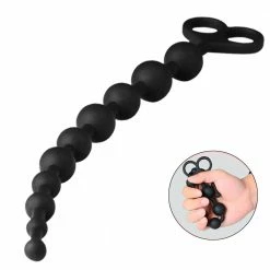 Kinky Cloth Long Beads Plug With Double Pull Rings
