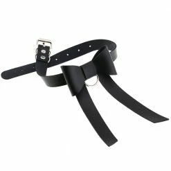 Kinky Cloth Goth Long PU Leather Bowknot Choker