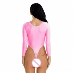 Kinky Cloth Long Sleeve High Cut Crotchless Leotard Bodysuit