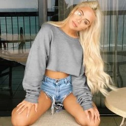 Kinky Cloth Top & Tees Loose Crop Top Sweatshirt