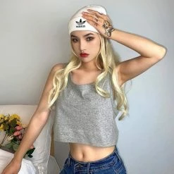 Kinky Cloth Loose Ribbed Cropped Tank Top Top & Tees