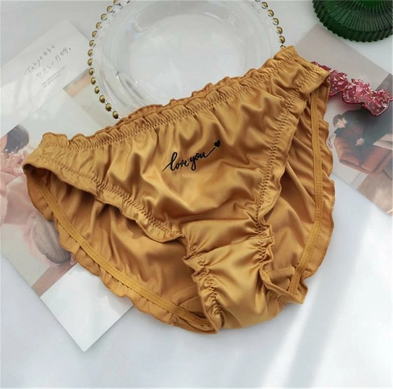 Kinky Cloth Lingerie & Panties Love You Embroidery Satin Silk Panties 4 Kinky Cloth Lingerie & Panties Love You Embroidery Satin Silk Panties