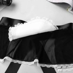 Kinky Cloth Maid Costume Halter Jumpsuit With Apron Cosplay