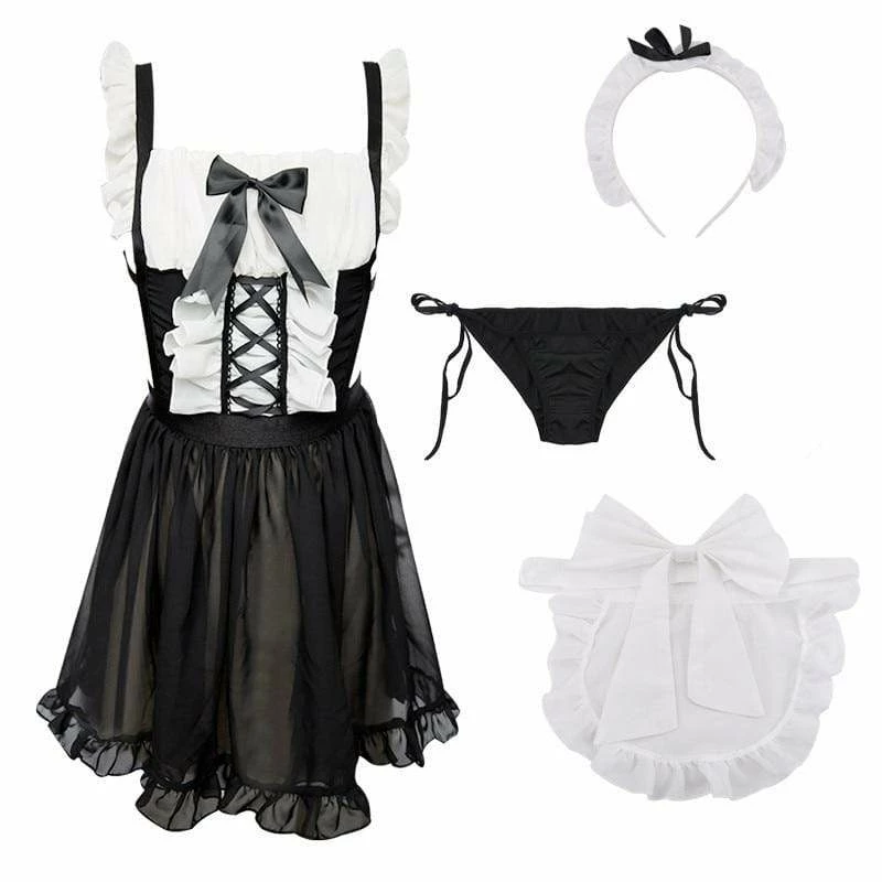 Kinky Cloth Maid Lingerie Set Outfit Cosplay 2 Kinky Cloth Maid Lingerie Set Outfit Cosplay