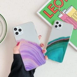 Kinky Cloth Phone Cases Marble Agate Glitter Clear IPhone Case