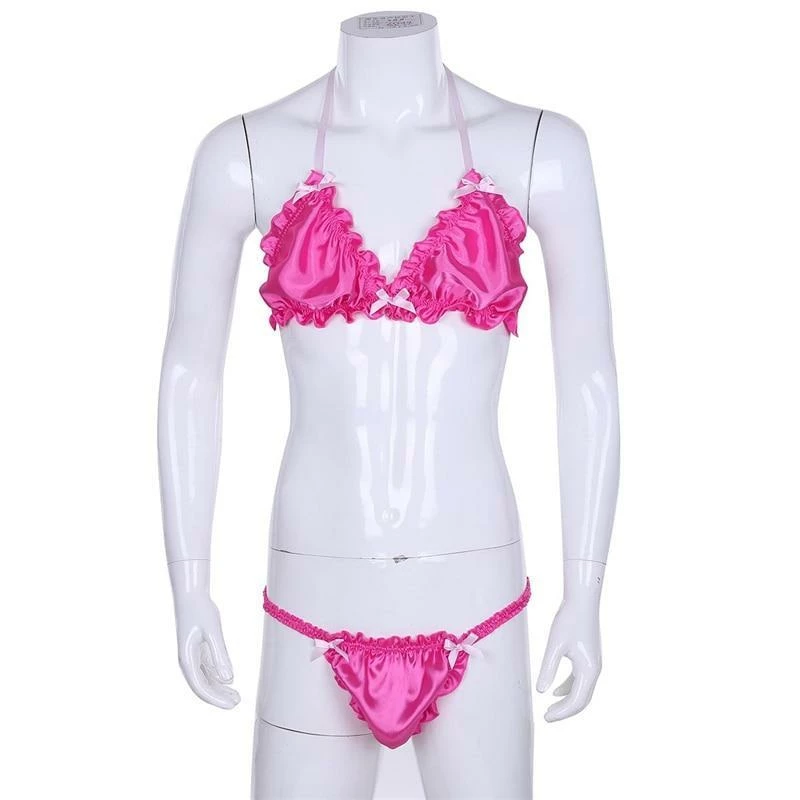 Kinky Cloth Men's Shiny Ruffle Lingerie Set 4 Kinky Cloth Men's Shiny Ruffle Lingerie Set