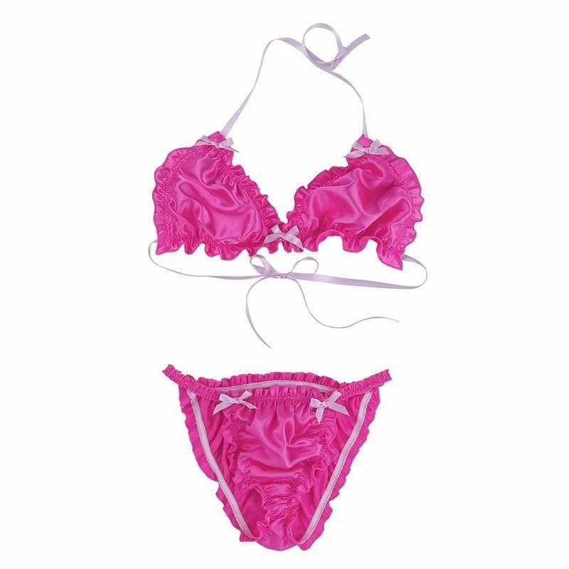 Kinky Cloth Men's Shiny Ruffle Lingerie Set 6 Kinky Cloth Men's Shiny Ruffle Lingerie Set