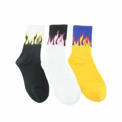 Kinky Cloth Mens Flame Pattern Skateboard Socks Socks & Tights