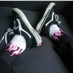 Kinky Cloth Mens Flame Pattern Skateboard Socks Socks & Tights