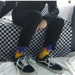 Kinky Cloth Mens Flame Pattern Skateboard Socks Socks & Tights