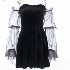 Kinky Cloth Mesh Gothic Pleated Dress