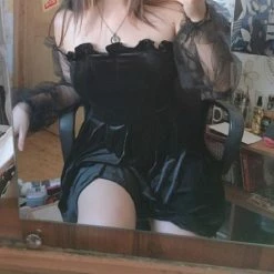 Kinky Cloth Mesh Gothic Pleated Dress