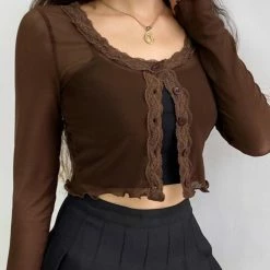 Kinky Cloth Mesh Lace Crop Cardigans Goth