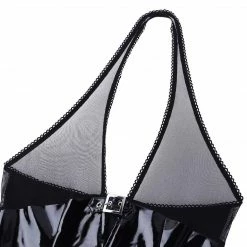 Kinky Cloth Mesh Patent Leather Splice Bodycon Dresses