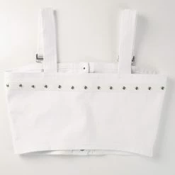 Kinky Cloth Metal Button Strappy White Top Top & Tees