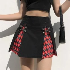 Kinky Cloth Metal Chain Split Gothic Skirts
