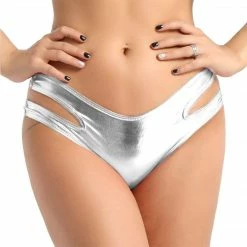 Kinky Cloth Raves & Festivals Metallic Holographic Handle Panties
