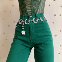 Kinky Cloth Moon Sun High Waist Chain Belt Goth