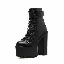 Kinky Cloth Footwear Motorcycle High Heel Platform Boots