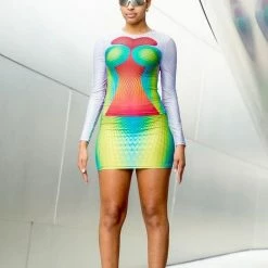 Kinky Cloth Multicolor Print Bodycon