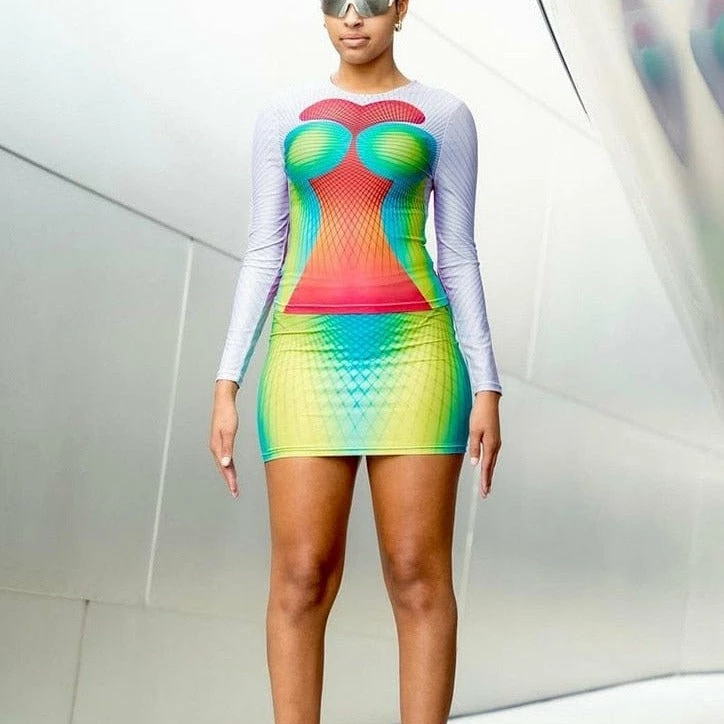 Kinky Cloth Multicolor Print Bodycon 1 Kinky Cloth Multicolor Print Bodycon