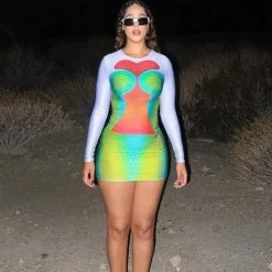 Kinky Cloth Multicolor Print Bodycon