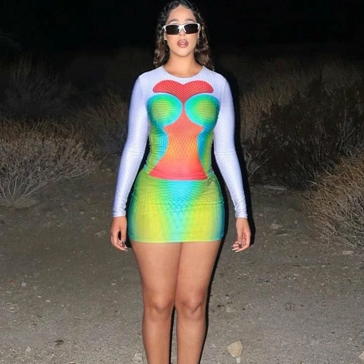 Kinky Cloth Multicolor Print Bodycon 2 Kinky Cloth Multicolor Print Bodycon