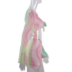 Kinky Cloth Multicolor Waves Matching Skirt And Top Set 9 Kinky Cloth Multicolor Waves Matching Skirt And Top Set