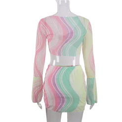 Kinky Cloth Multicolor Waves Matching Skirt And Top Set 10 Kinky Cloth Multicolor Waves Matching Skirt And Top Set