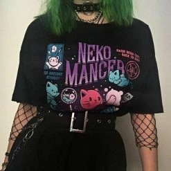 Kinky Cloth Goth Neko Mancer Cat T-shirt