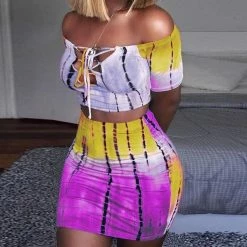 Kinky Cloth Dresses Neon Graffiti Mini Dress 2 Piece Set