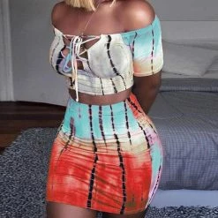 Kinky Cloth Dresses Neon Graffiti Mini Dress 2 Piece Set